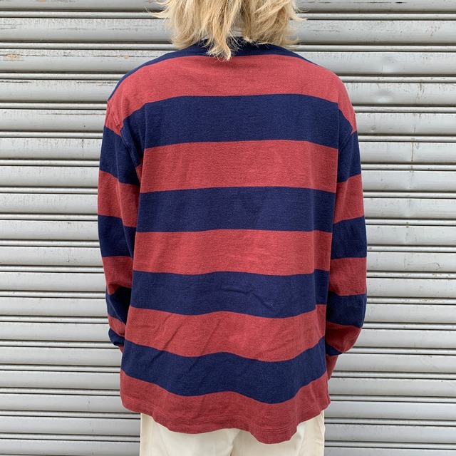 patagonia パタゴニア　ボーダー柄ラガーシャツ　太ボーダー　エンジ　XL