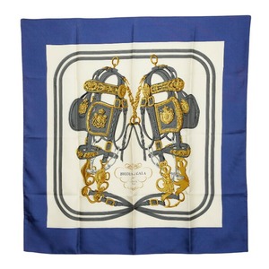 エルメス カレ90 BRIDES de GALA 式典用馬勒 スカーフ ホワイト マルチカラー シルク レディース HERMES 【中古】