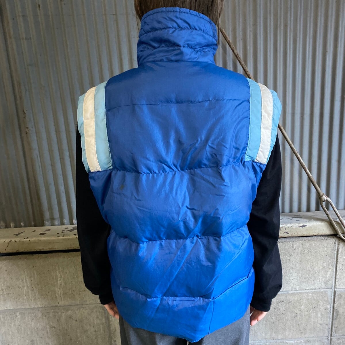 DOWN EAST ダウンベスト メンズM 古着 アウトドアベスト ブルー 青