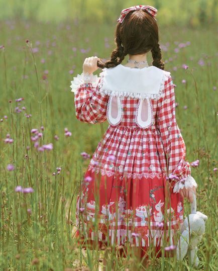 サイズ うさ耳セーラー♡いちご チェック ワンピースの通販 by