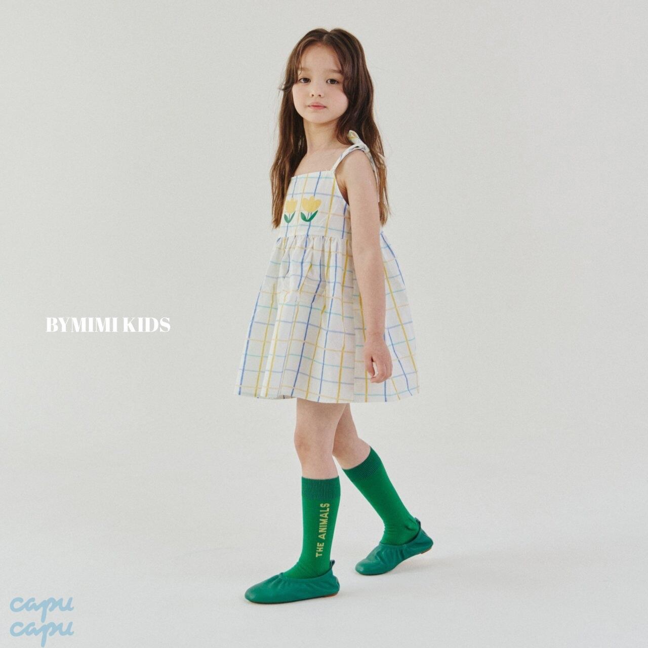 sold out»JS(130 サイズ) By MiMi チェックチューリップワンピース