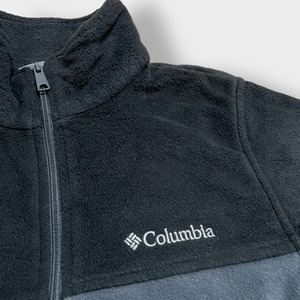 Columbia フリースジャケット ジップアップ フルジップ アウター S コロンビア アウトドア ワンポイント 刺繍ロゴ 切替 ツートンカラー US古着