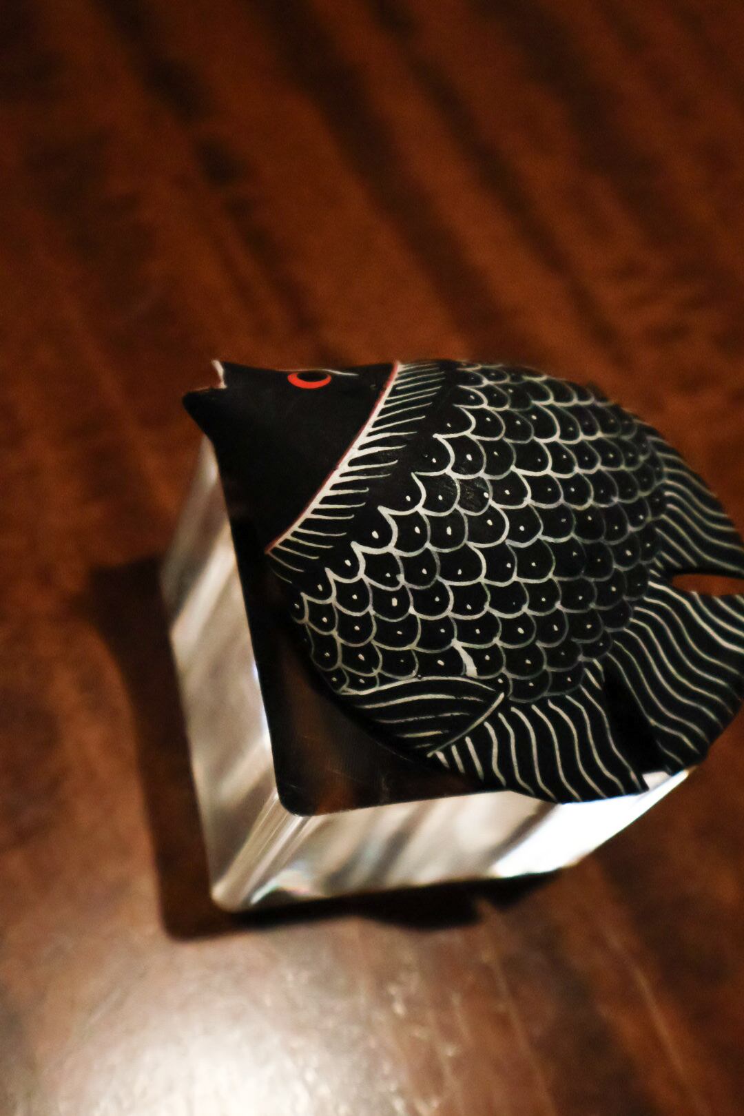 vintage wood fish brooch