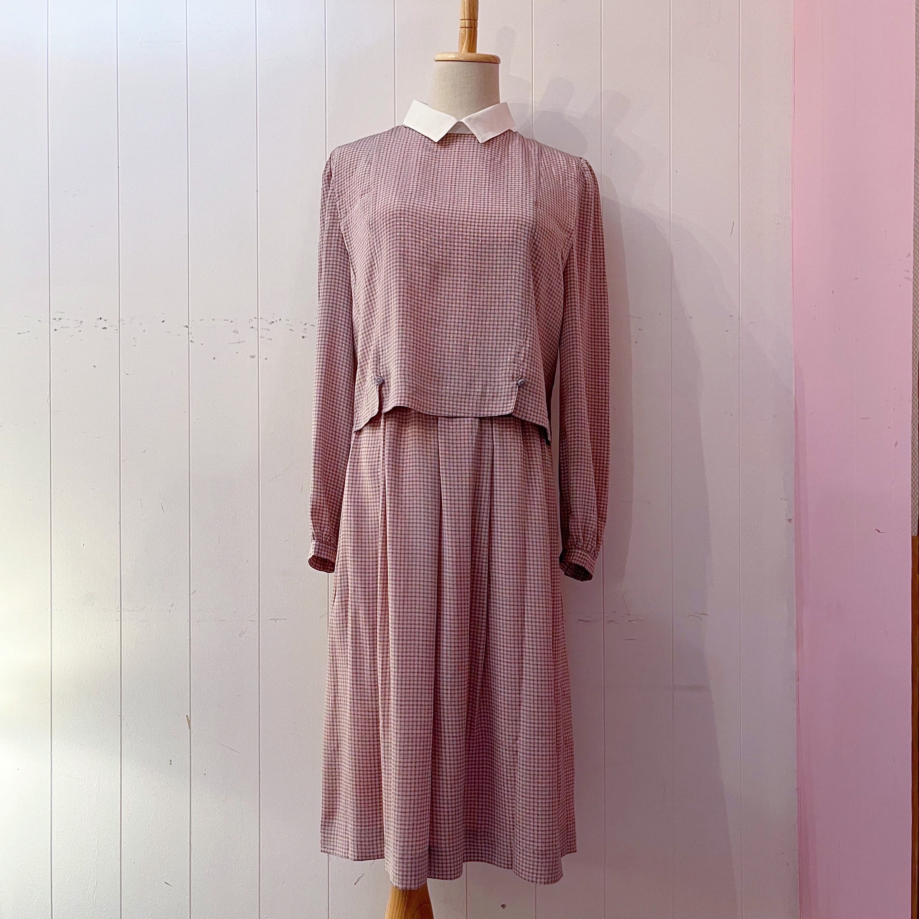 pink check separate one-piece