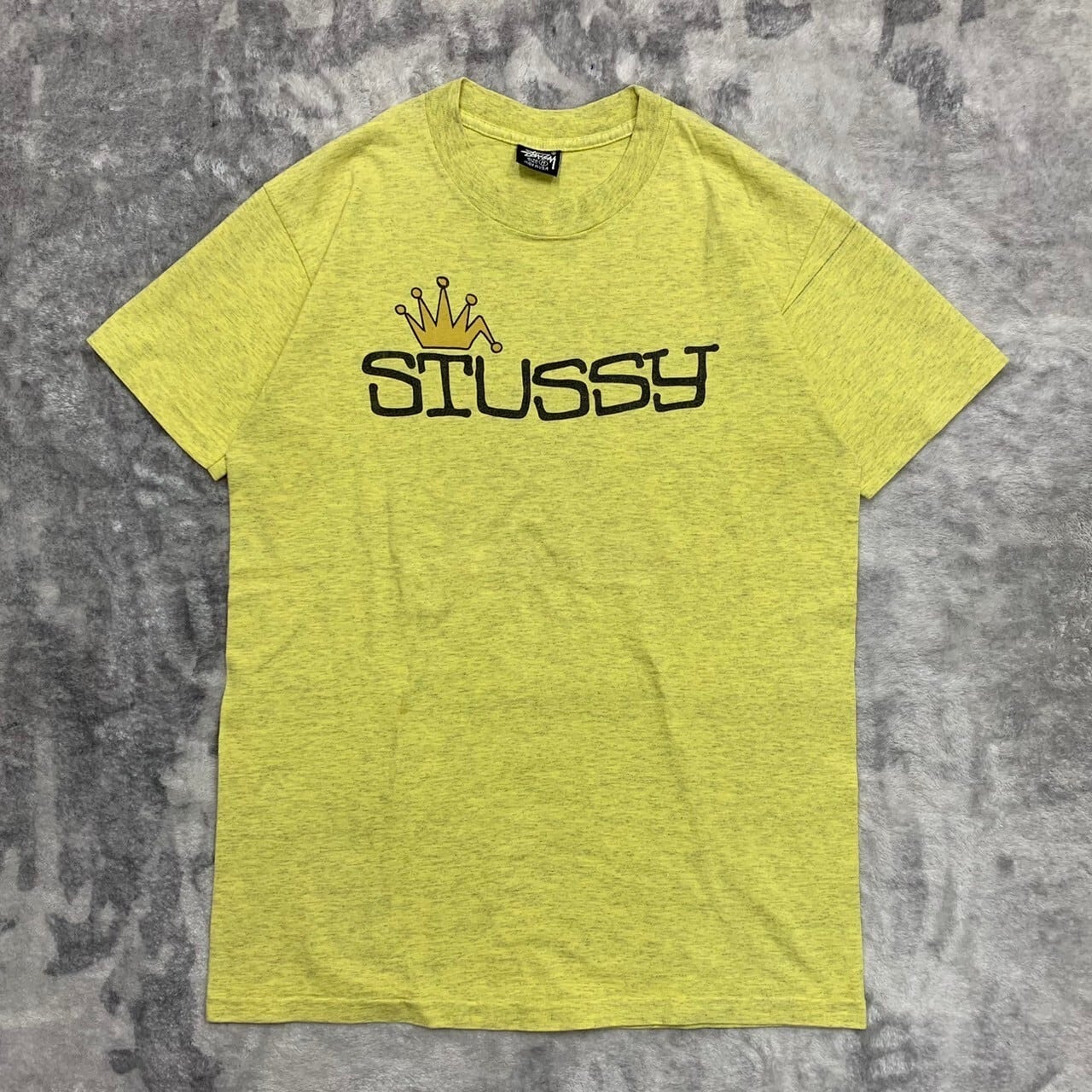 80s USA製 STUSSY ステューシー Tシャツ 黒タグ ロゴプリント 王冠 