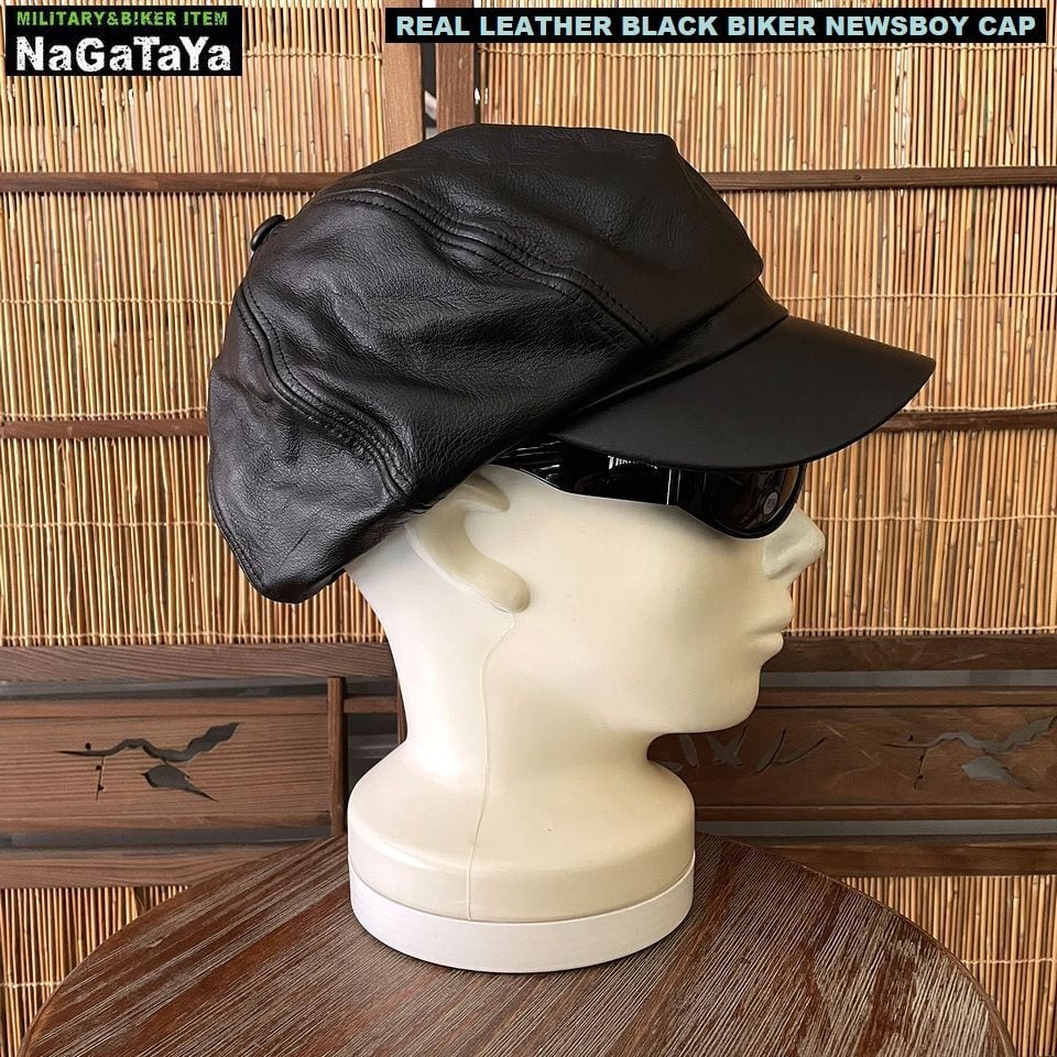 本革 BIKER モーターサイクルキャップ キャスケット リアルレザー