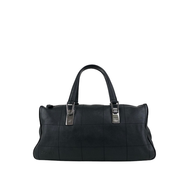 CHANEL シャネル チョコバー ハンドバッグ ブラック レザー ミニボストン vintage ヴィンテージ オールド 6yfva8