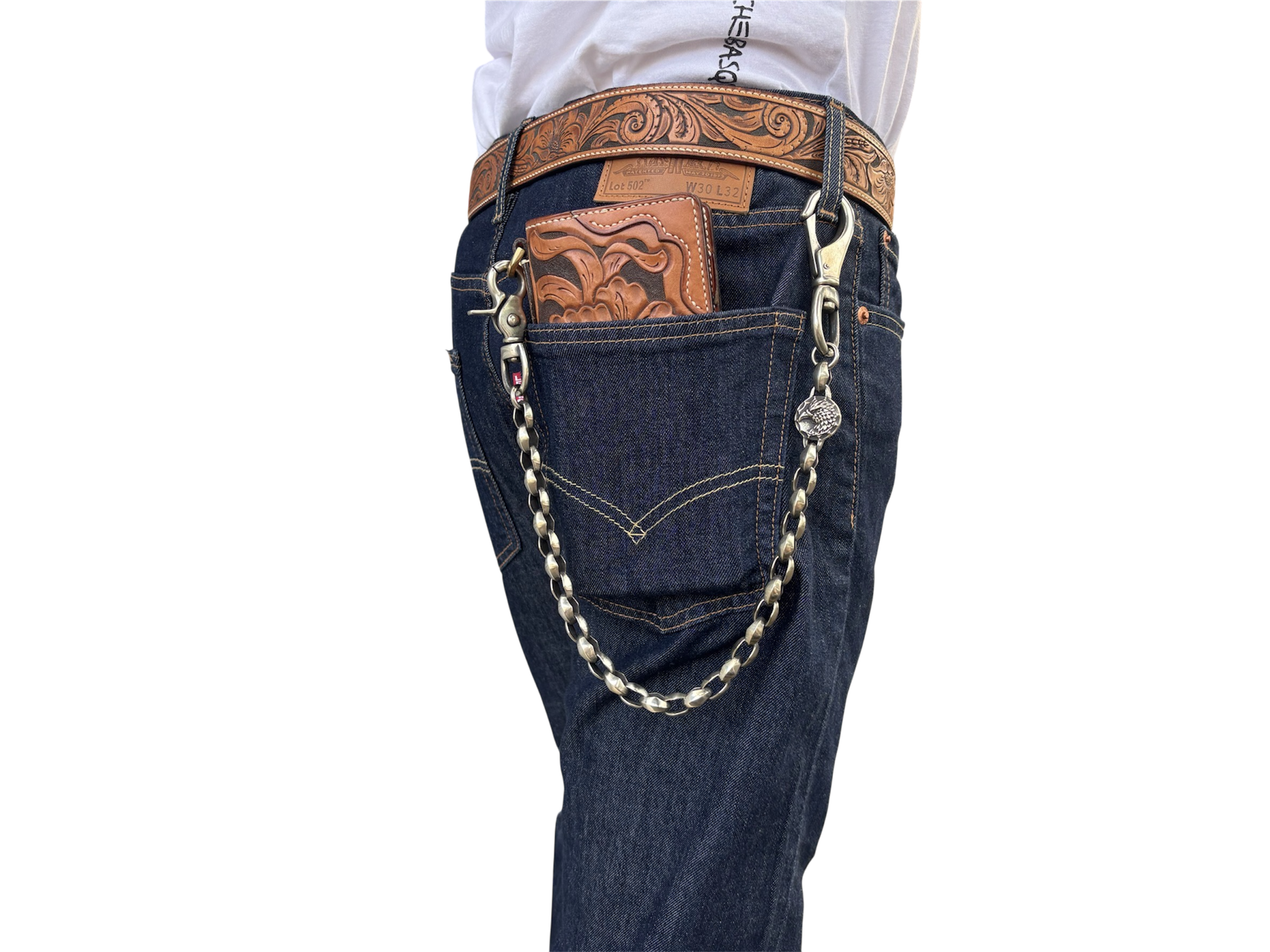 ジャーマンシルバー ウォレットチェーン 自社オリジナル 最高級 燻し