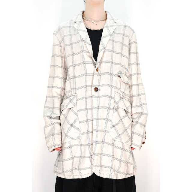 [Aleksandr Manamis] (アレクサンダーマナミス) 1230719 CHECKED LONG BLAZER JACKET