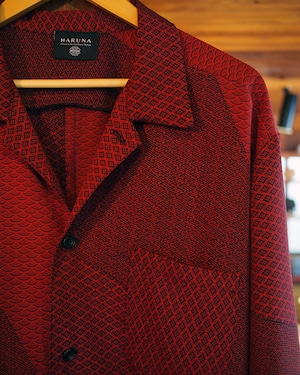 KIRIBAME pattern open collar shirt / 和柄シャツ モダンシャツ