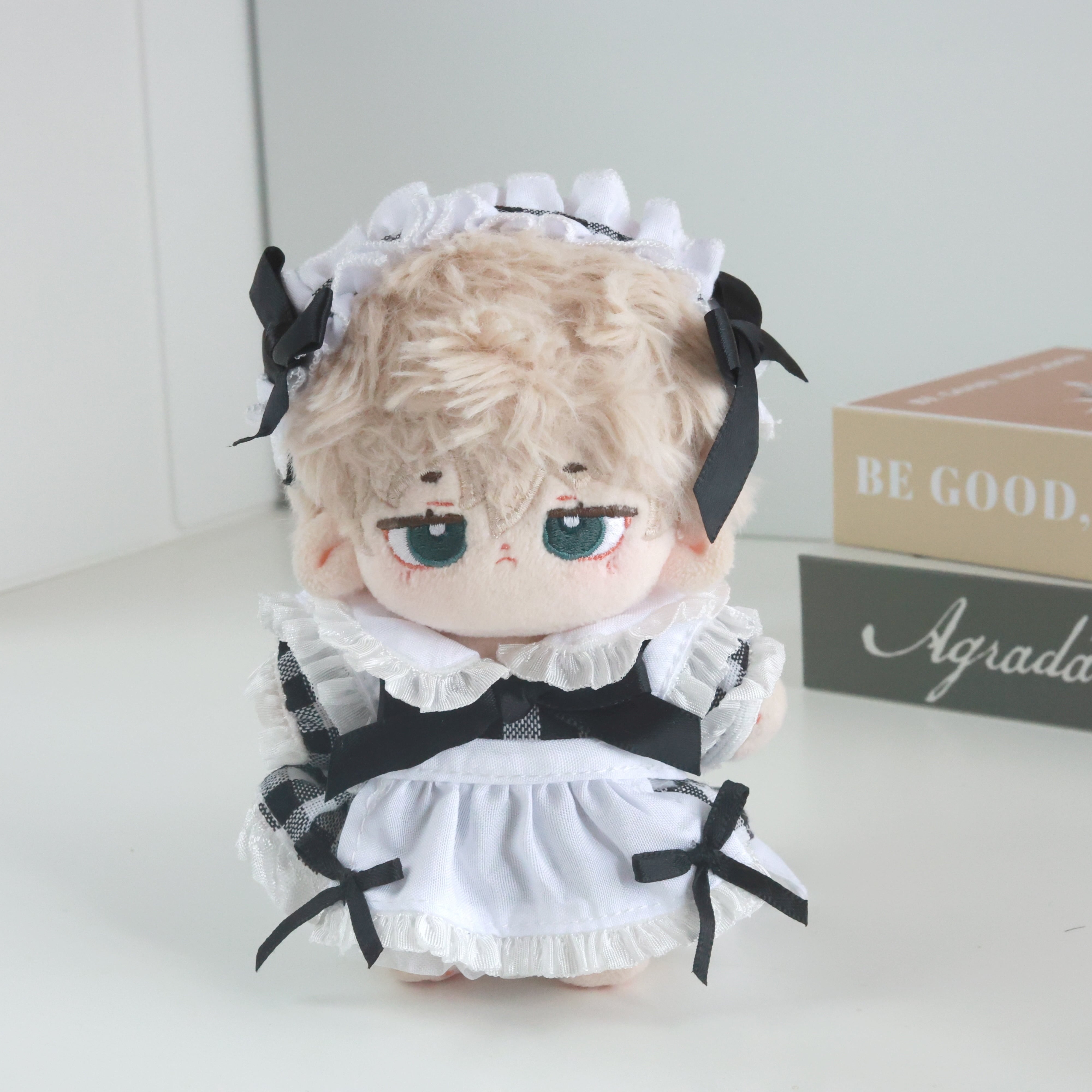 10cm 着せ替え ぬいぐるみ服 ぬい服 メイド ドレス チェック推しぬい 