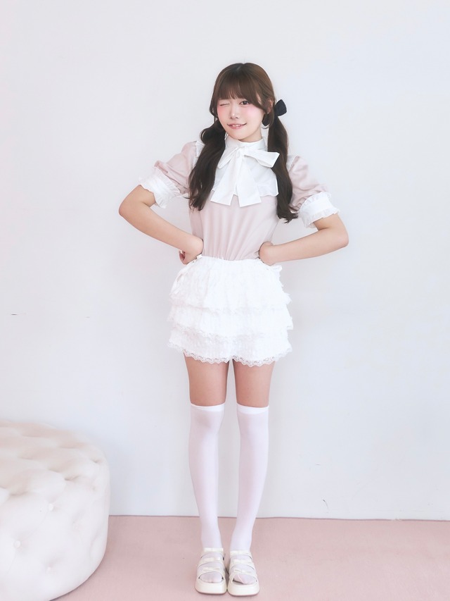 【LAST1】lace ponpon mini skirt