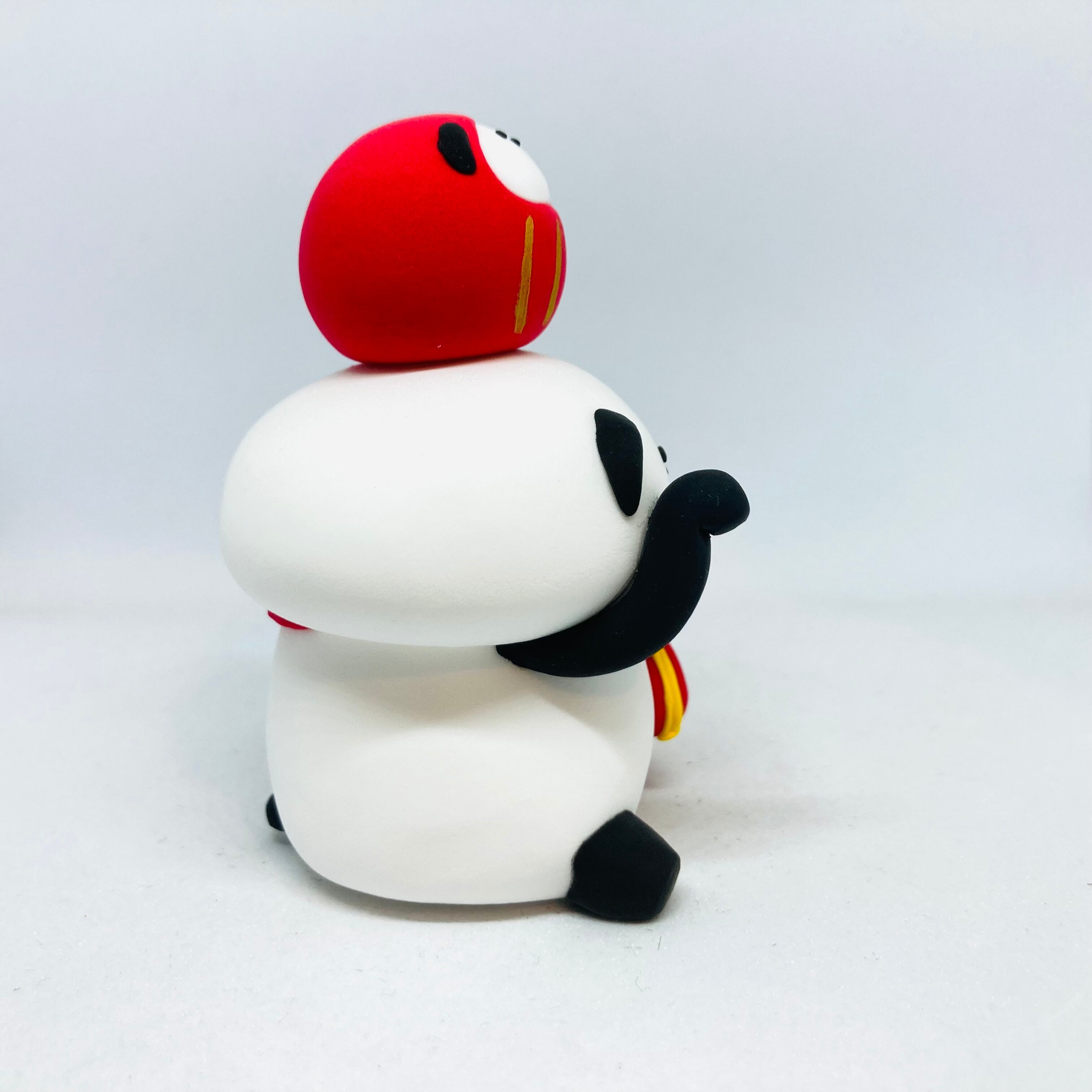 招きパンダ(だるま) / 紙粘土 / カトコト