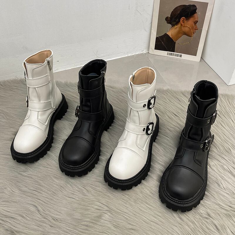 ショートブーツスプリングオータムレッドホワイトシングル 靴 シューズ 春物 秋物 部族の婦人靴11265415973