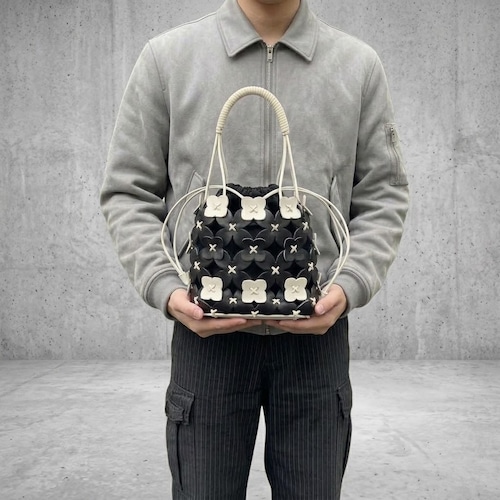 OLD flower pattern design LEATHER bag monotone