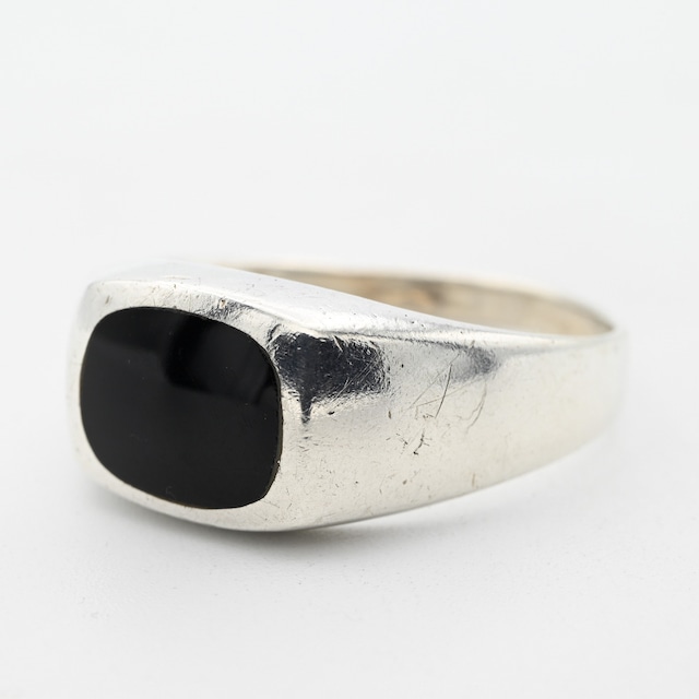 Black Onyx Top Signet Ring #28.5 / Denmark