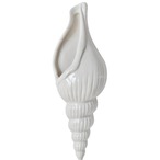 壁掛け花瓶 貝殻 ホワイト 陶器 ウォールベース 巻貝 コンク シェル インテリア 花器 壁面装飾 マリン 海 ナチュラル モダン