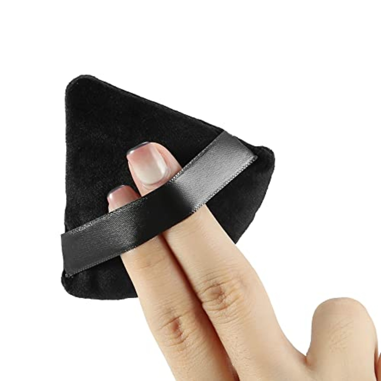 VOCOSTE ルースパウダーパフ フェイス ソフト トライアングルパフ ブレンダー 美容 メイクツール ショート ぬいぐるみ 2個 ブラック、ホワイト