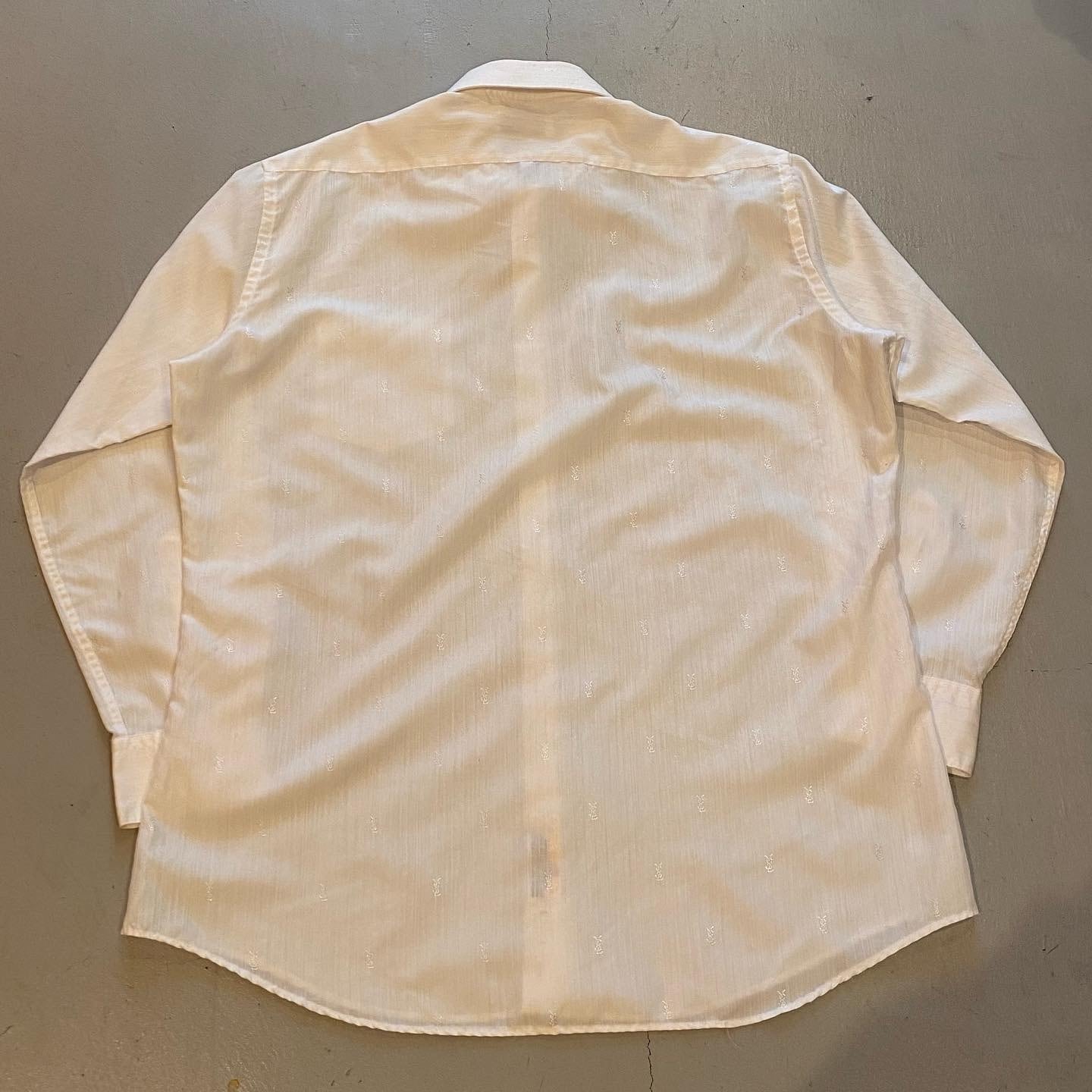 90s~ YVES SAINT LAURENT logo patterned stripe L/S shirt【高円寺店