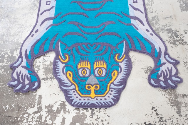 Tibetan Tiger Rug 《Lサイズ•ウール・オリジナル3・ミスティックターコイズ244》チベタンタイガーラグ