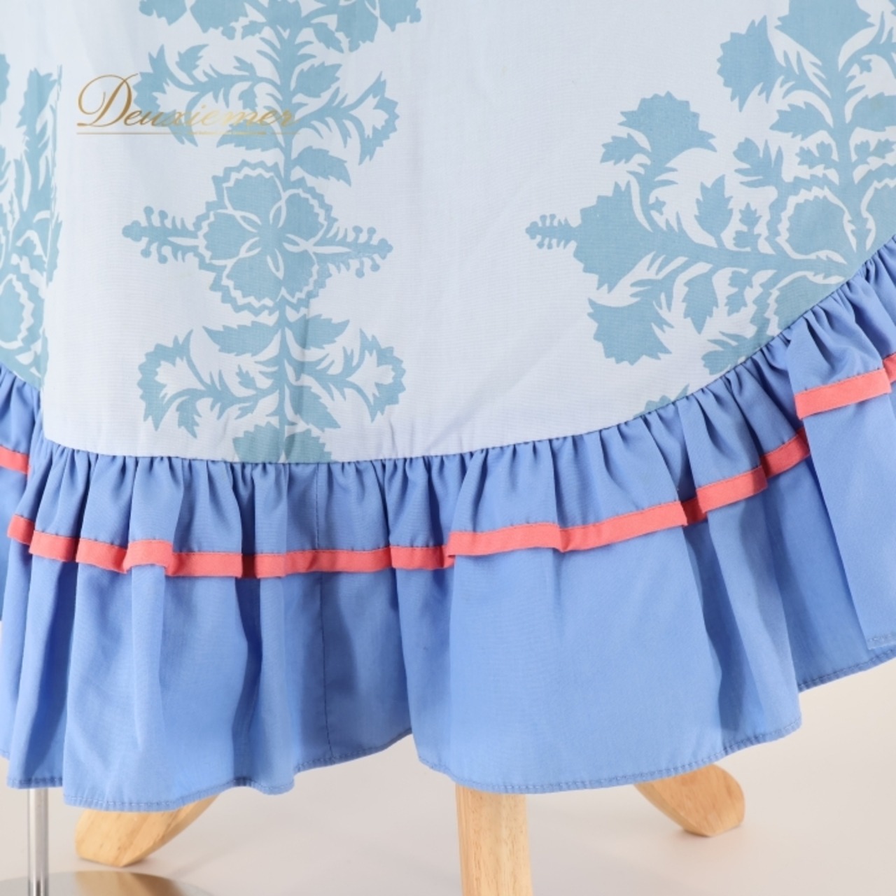 フラダンス 衣装 ワンピース ドレス MAMO HOWELL ブルー系 ハワイ製 ポケット付き フリル かわいい 華やか 鮮やか 明るい 青 水色 橙 ハワイアン アロハ ハワイアンプリント フラ ダンス レッスン 練習 オレンジ系 リゾート