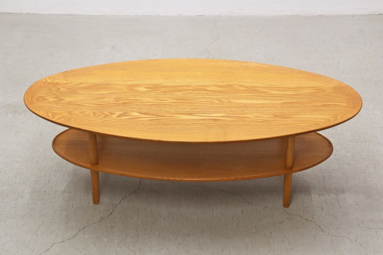 ヒラシマ ボルド オーク無垢材 オーバル センターテーブル ナチュラル 沼津店】HIRASHIMA ヒラシマ BORDO ボルド オーク無垢材 オーバル