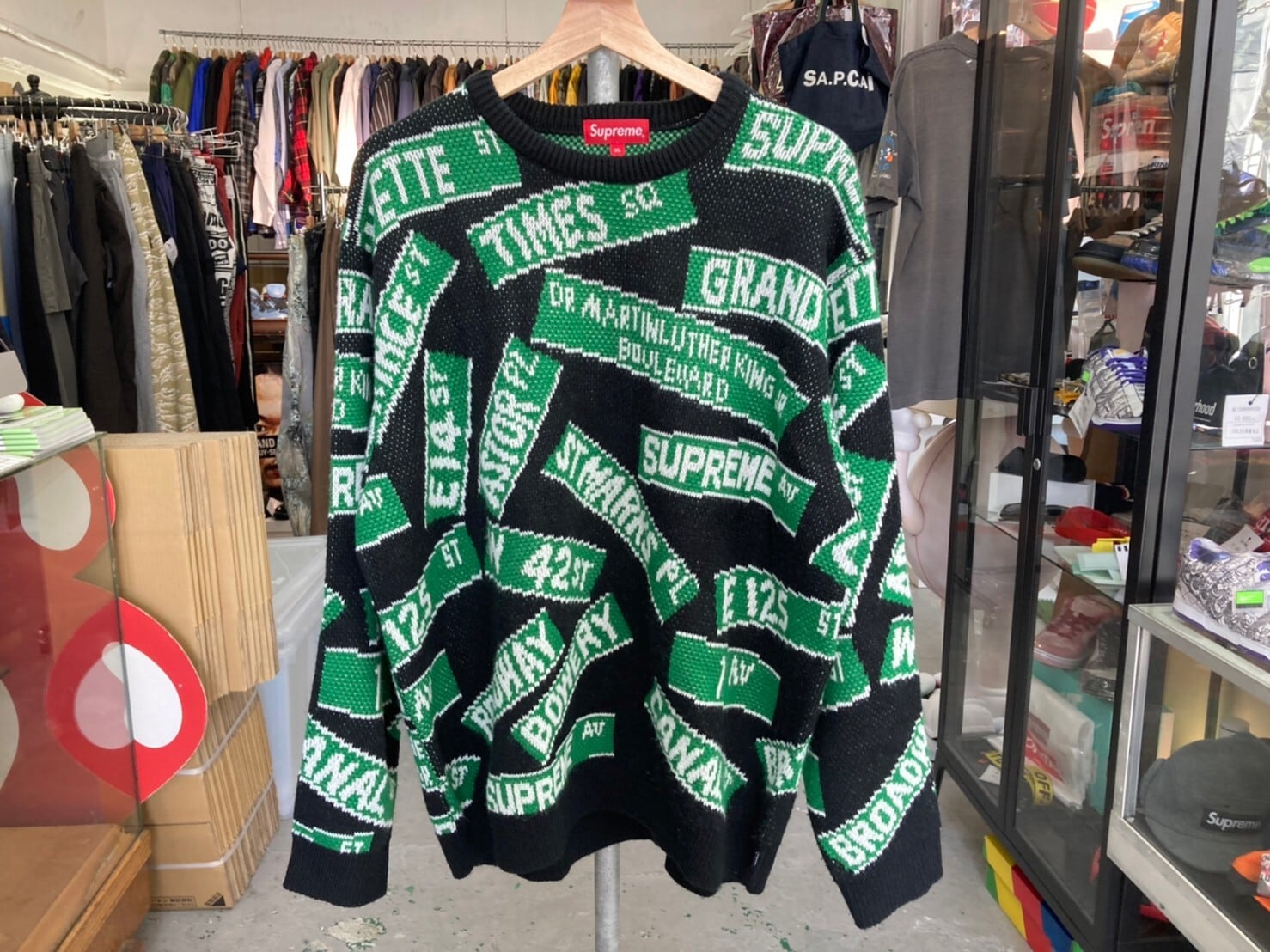 SUPREME 21SS STREET SIGNS SWEATER BLACK XL 37127 | BRAND BUYERS OSAKA