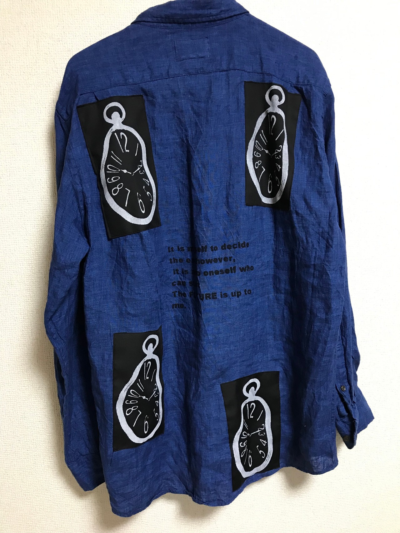 UNFINISHEDメッセージシャツブルー1