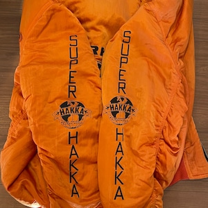 【SUPER HAKKA】80s 日本製 MA1 リバーシブル フライトジャケット 袖プリント 刺繍ロゴ バックロゴ  古着