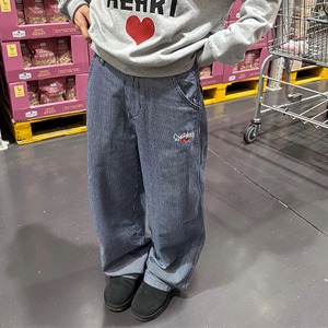 CCYE紺色縞模様ストレートデニムパンツ