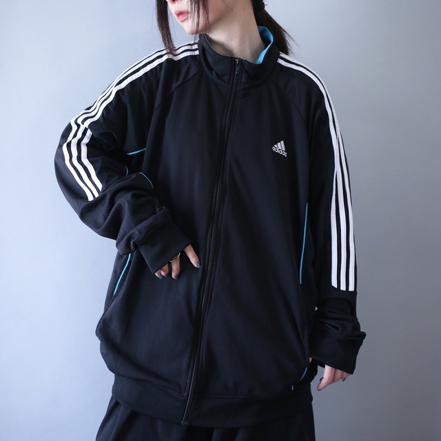 "adidas" black×white×blue good coloring track jacket