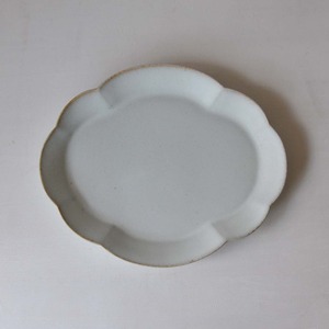 中林範夫（さんちゃ窯）白7寸木瓜花皿（23-007）