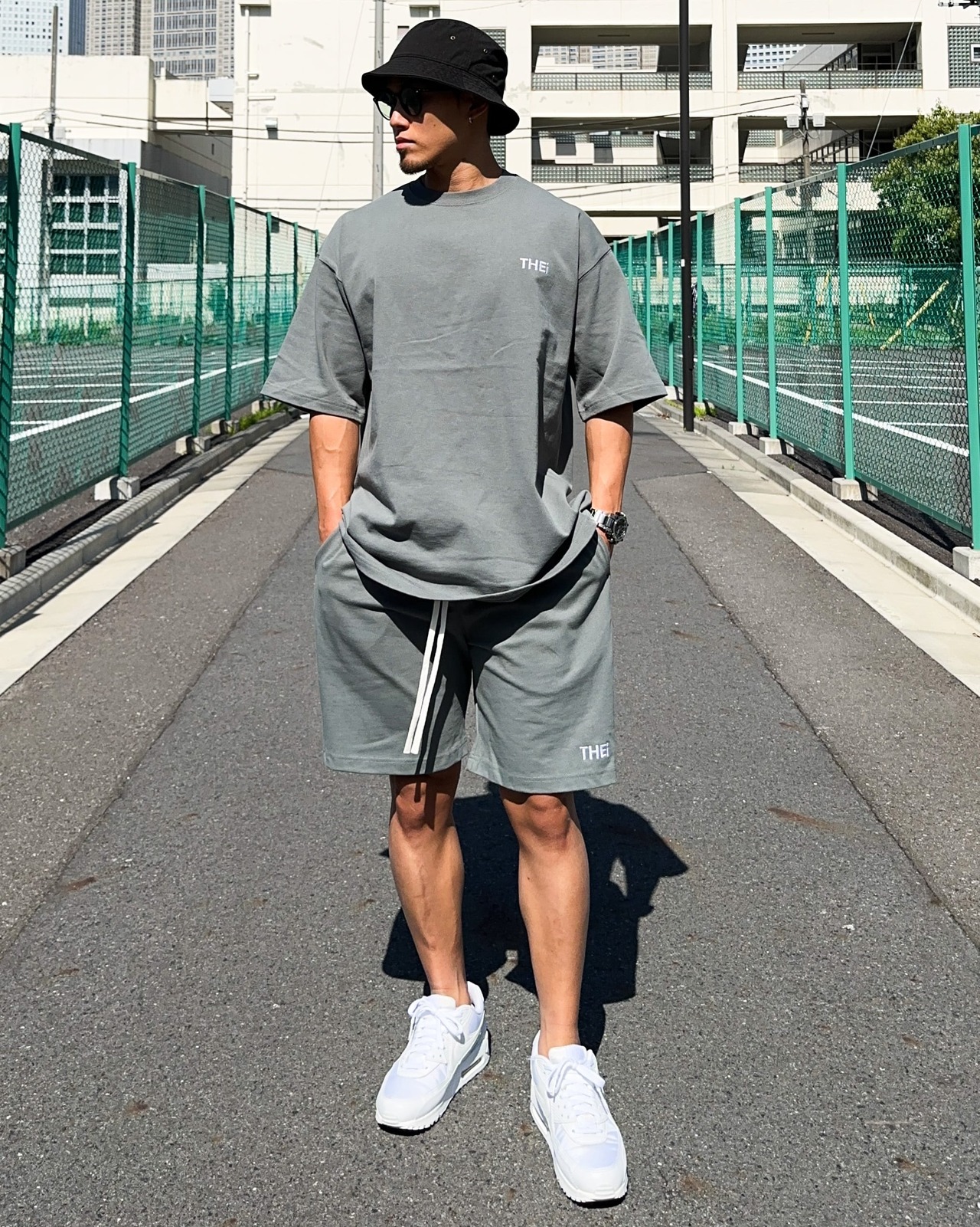 BASIC ONE POINT MAGNUM WEIGHT BIG SILHOUETTE T-SHIRT - STONE GREEN