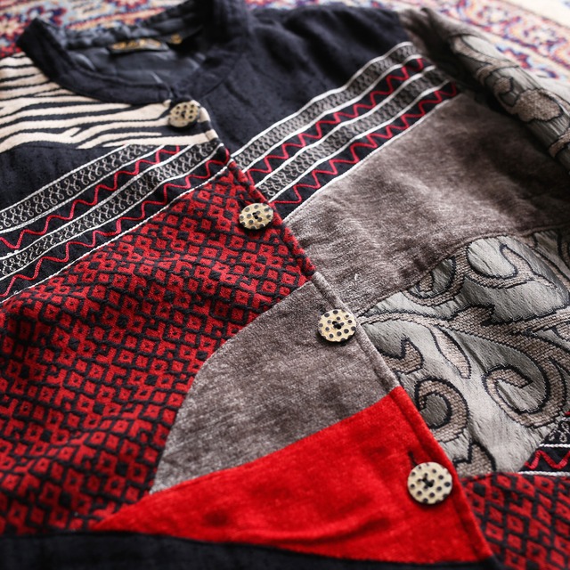 multi pattern velour switching l/s jacket