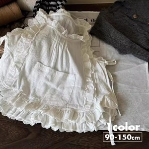 《取寄》 フリルレースエプロントップス （ホワイト） QBSH 2024秋 韓国子供服 トップス ベスト 重ね着 女の子 （90~150cm）