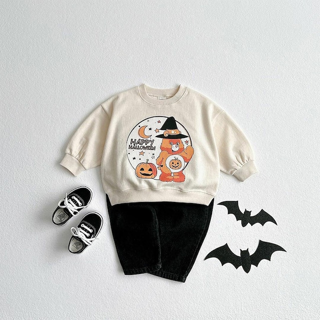 【BABY&KID】ハロウィーン カートゥーンクマプリントトレーナー
