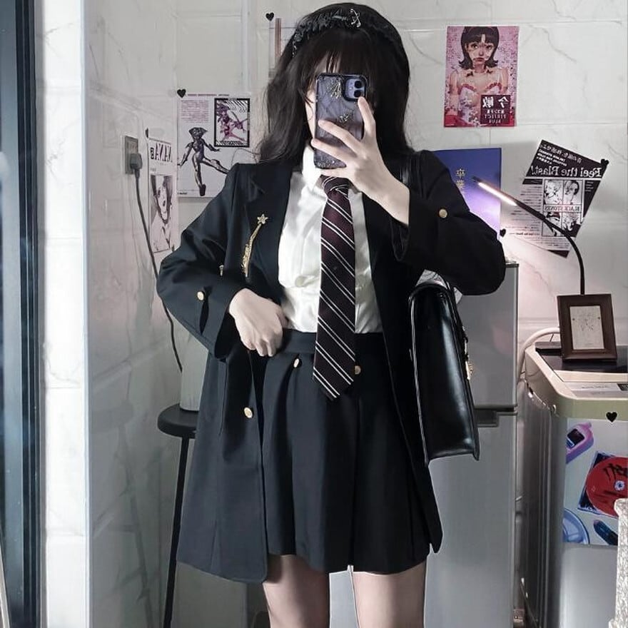 ロリータファッション一式まとめ売り③　甘ロリ·ゴスロリ·S~Mサイズ セミロリ ソフトロリータ 3点セット 制服 JK 学園風 かわいい ガーリー