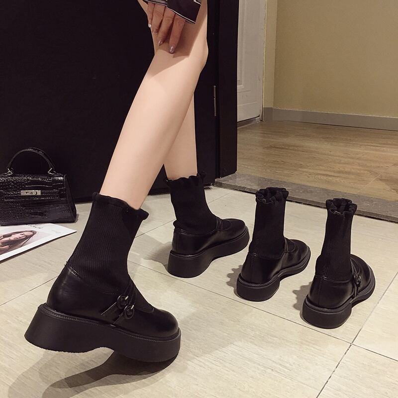 ソックス ブーツスプリングオータム薄手ショートストレッチ 靴 シューズ エラスティック 伸縮 春物 秋物 タイツ ストッキング フェイクシューズ84333613279