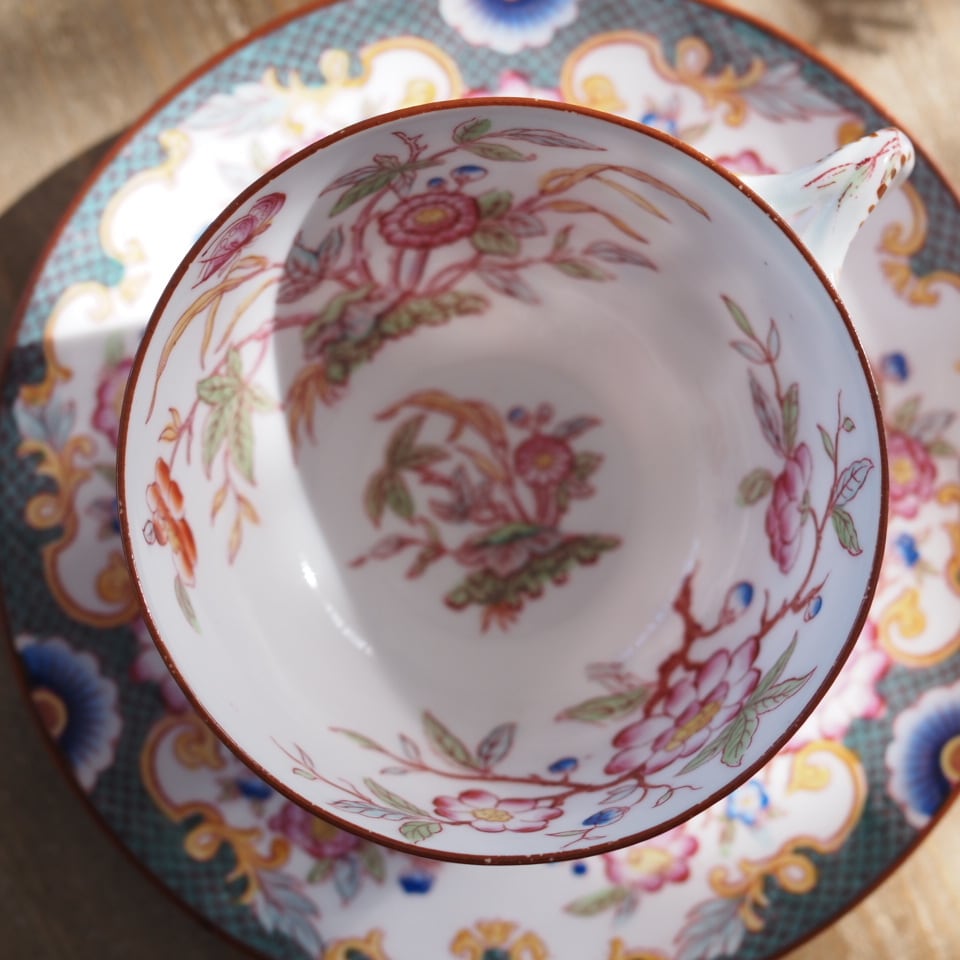 希少フランスアンティーク サルグミンヌ ミントン215 カップ＆ソーサー