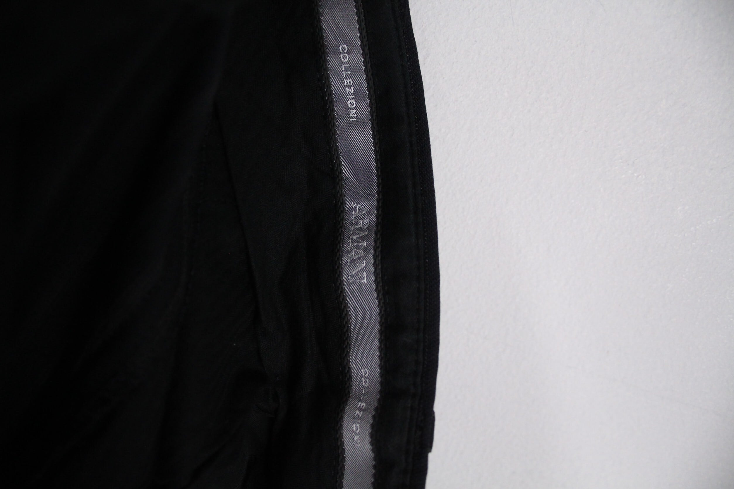 GIORGIO ARMANI とろみ ブラック ストライプ ワイドスラックス 【OT