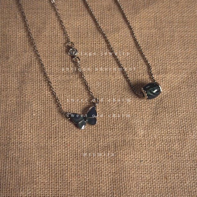 ハンドメイド おしゃれ レトロ 色が変わる 蝶々 ヴィンテージ ネックレス