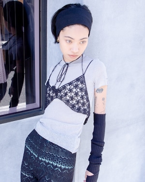 OPEN SESAME CLUB - crochet flower bratop " Black"