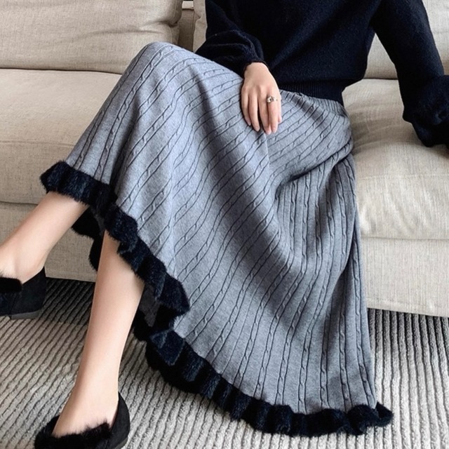 ファーラインニットスカート　2color　N00497