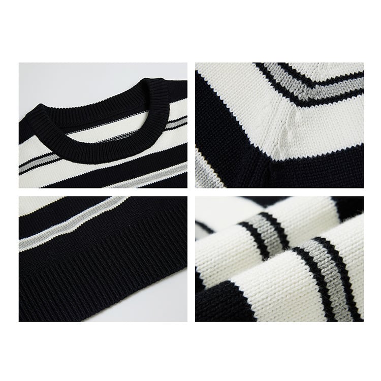 ★STRIPED ROUND NECK SWEATER　　　17288