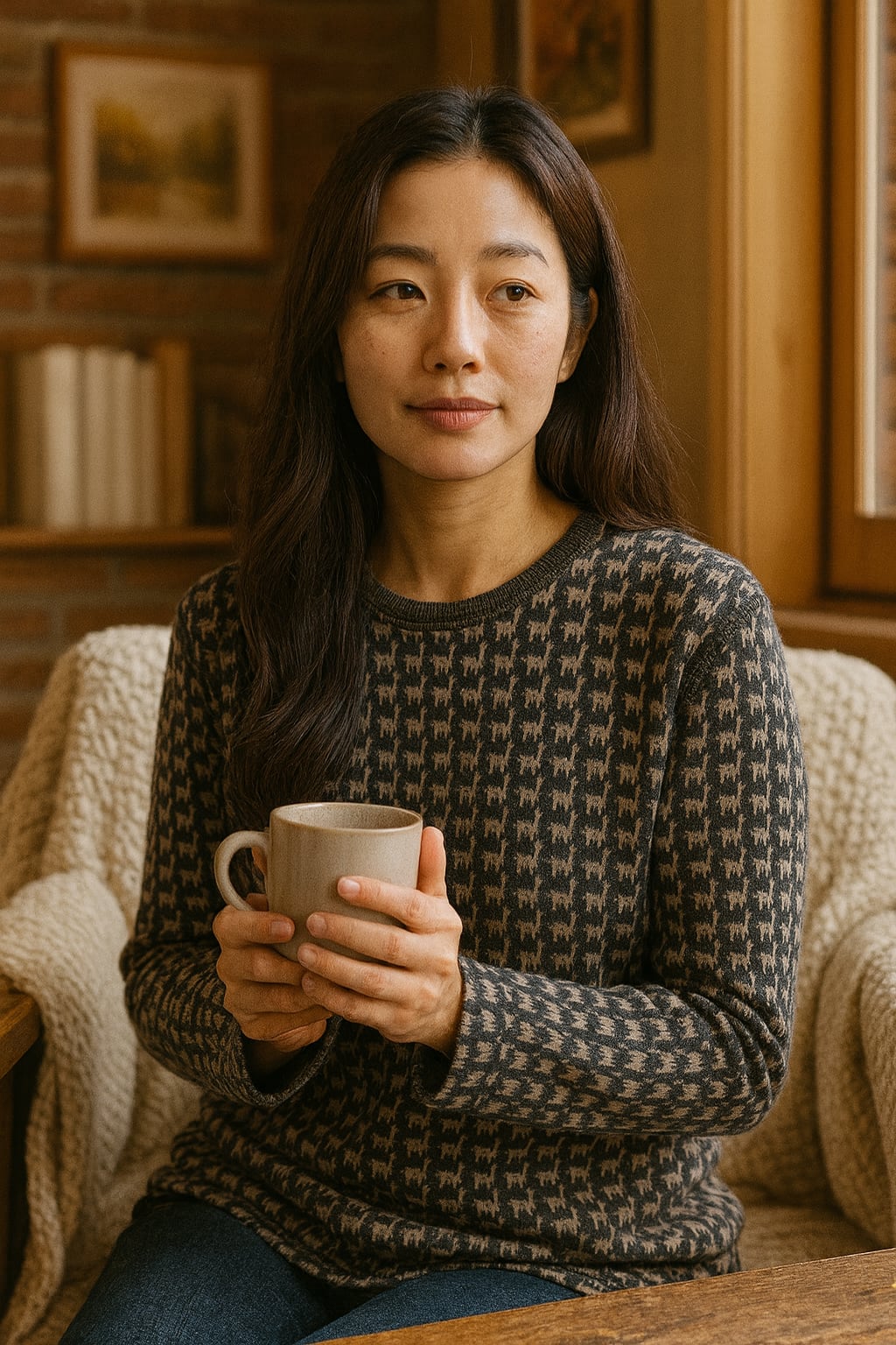 ベビーアルパカ100%リバーシブルセーター BR