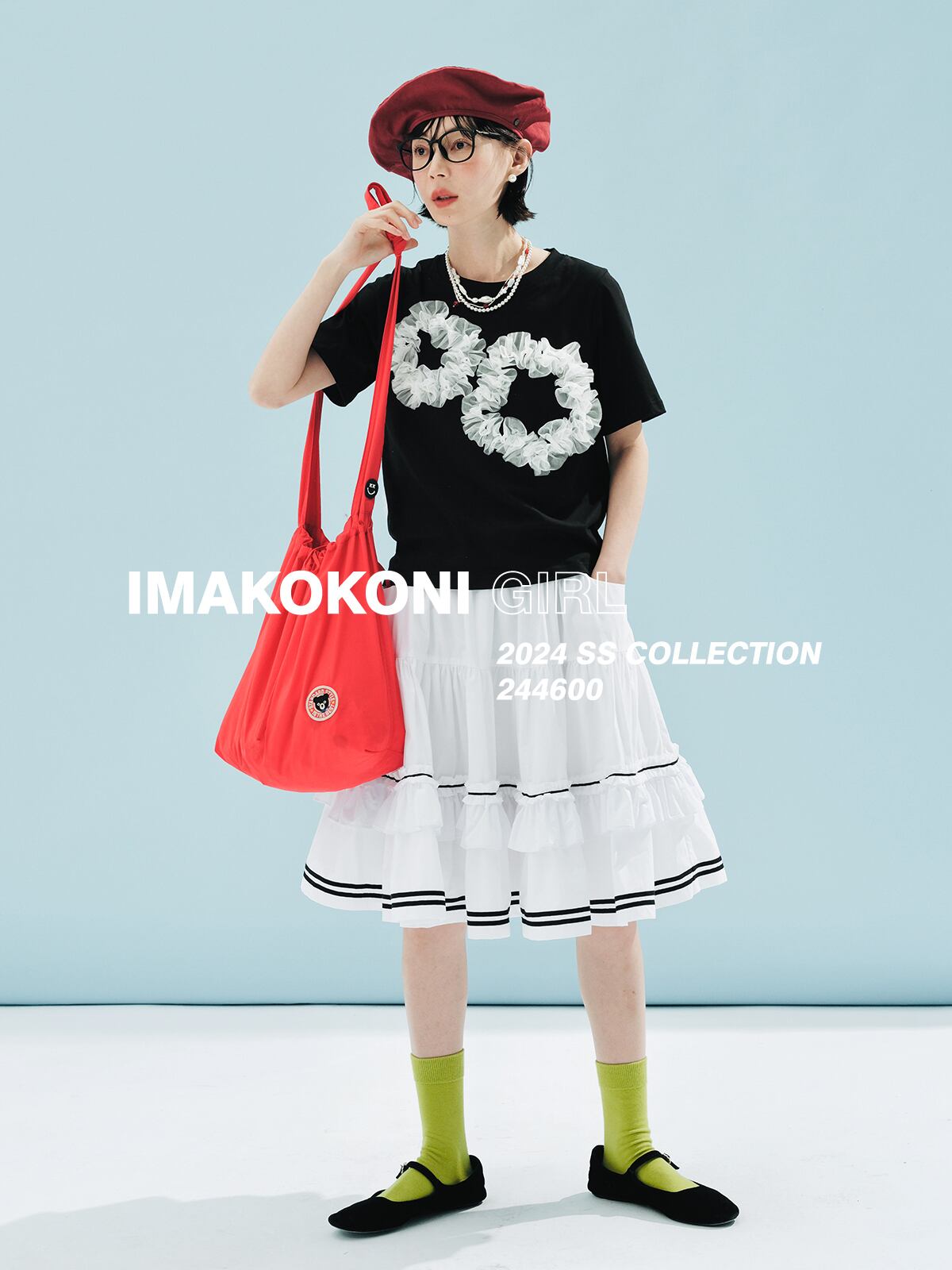 ○Imakokoni オリジナルフリルデザインブラックカラートップス No.690