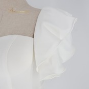 FAERIESTY ホワイト系 ワンピース ドレス ウエディングドレス マーメイド 前撮り 結婚式 白 無地 シンプル 伸縮 ストレッチ フリル リボン ヘアアクセサリー ティアラ ネックレス ピアス アームカバー 華やか ポーチ シルバー系 ピンク系