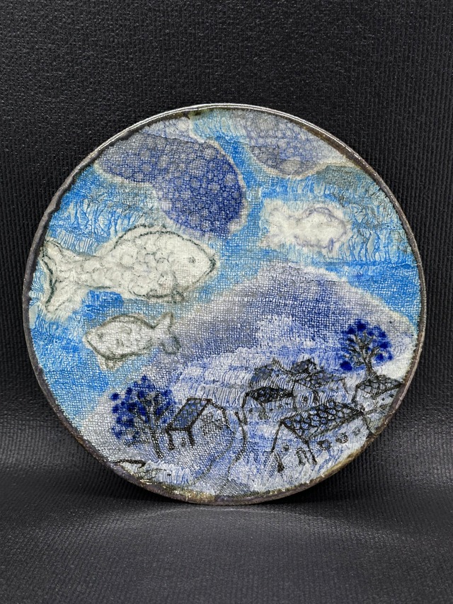 西美紀 ｜【空とぶ魚】絵皿　一点物