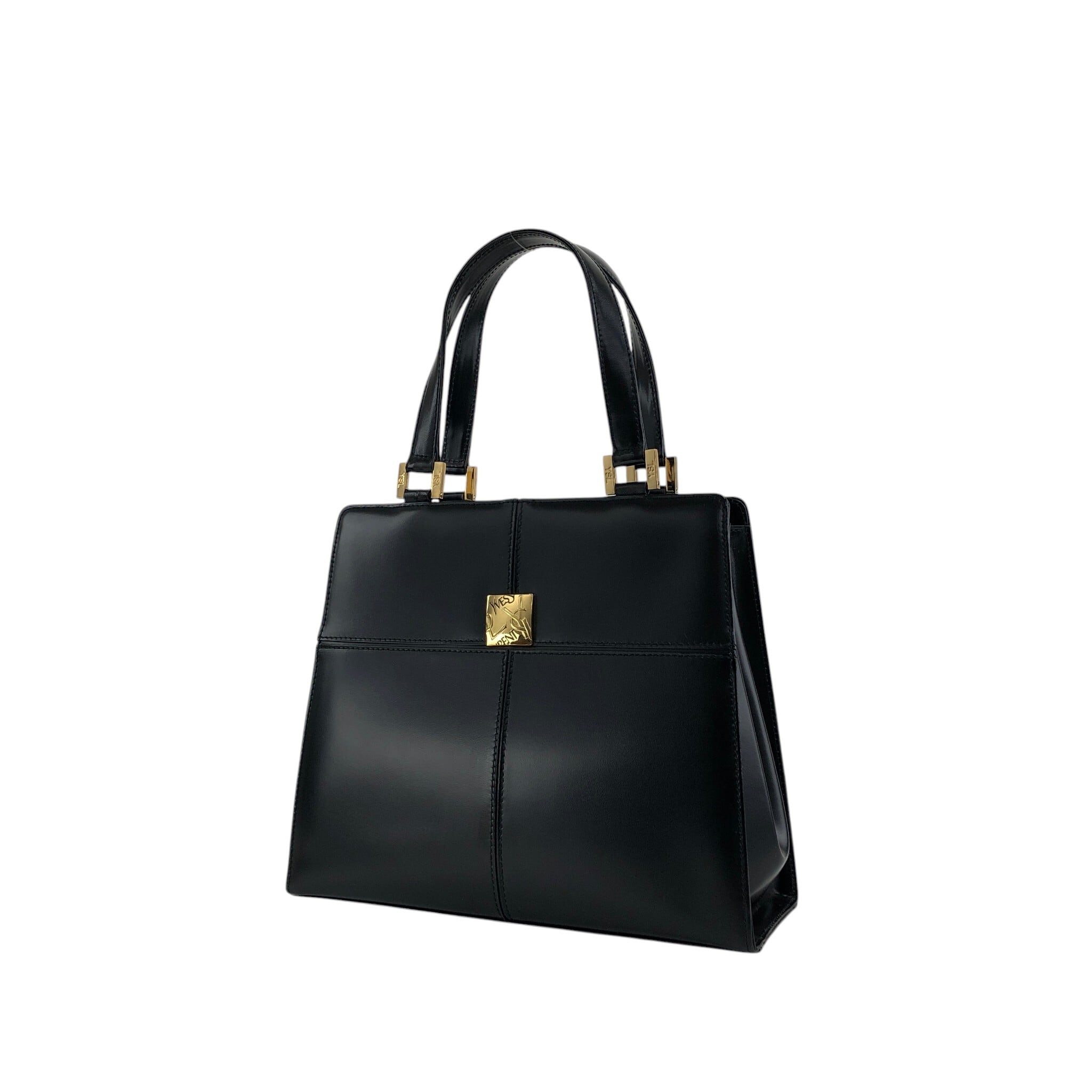 イヴサンローラン　ハンドバッグ　パーティバッグヴィンテージ　美品 Yves Saint Laurent イヴ・サンローラン ハンドバッグ ブラック