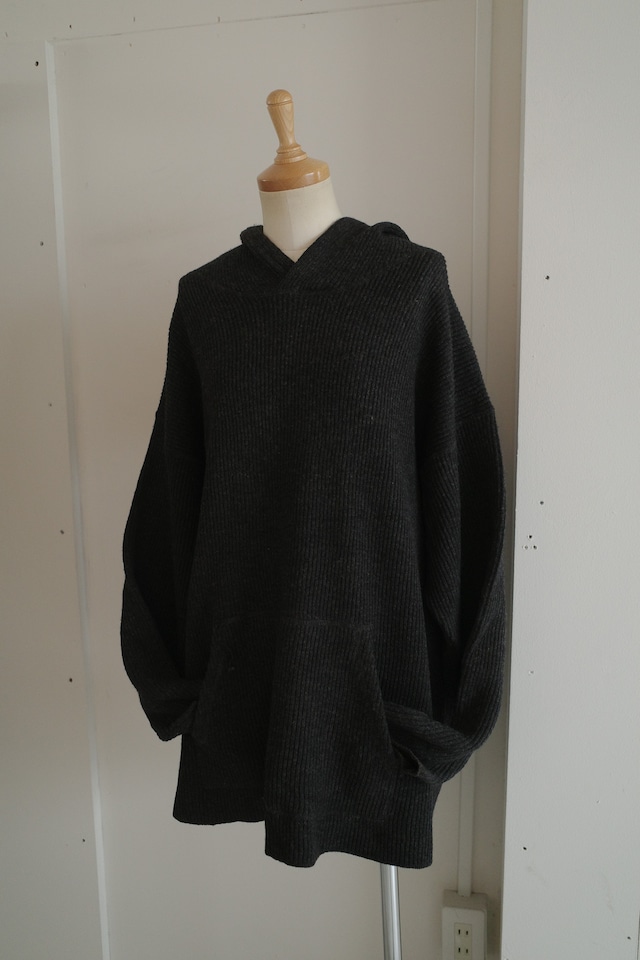 black knit hoodie